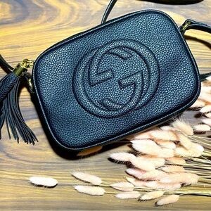 Gucci Like Black Leather Crossbody Bag